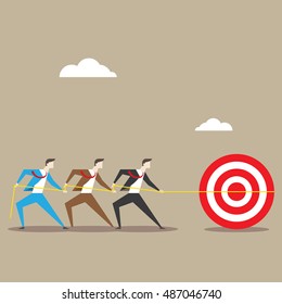 Business character illustration. working toward target