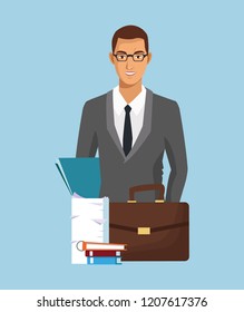 business character with office elements