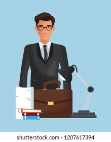 business character with office elements
