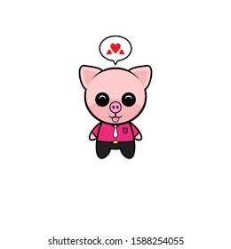 Business Character Pig with Tongue