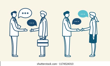 Business character shaking hands