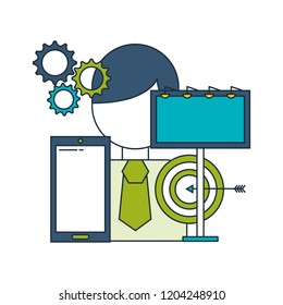business character smartphone target board gears