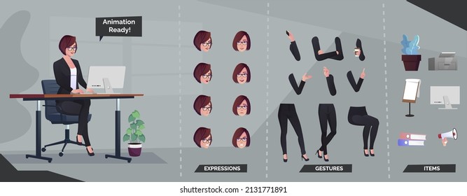 Business Character Wearing Black Suit Set For Animation And Creation Illustration