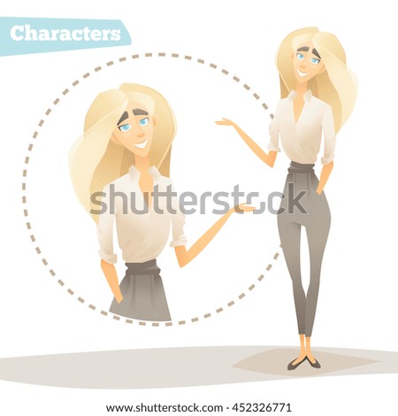 Business character Woman in circle. Elements for web design.