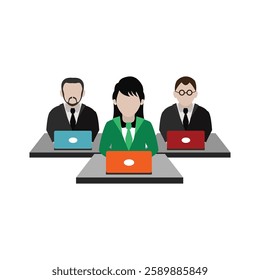 Business Character Working Session Vector Editable