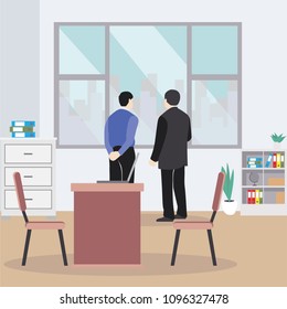 Business characters doing activities in office