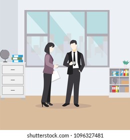 Business characters doing activities in office