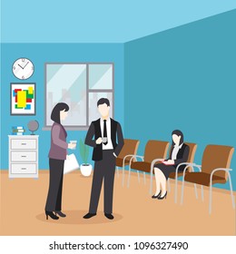 Business characters doing activities in office