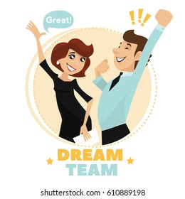 Business characters, dream team. Vector illustration.