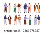 Business characters during handshakes set. Happy smiling people shaking hands with respect, greeting, agreement and congratulation. Flat graphic vector illustrations isolated on white background