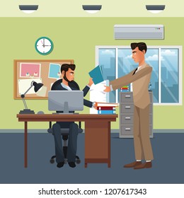 business characters in office scene