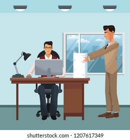 business characters in office scene