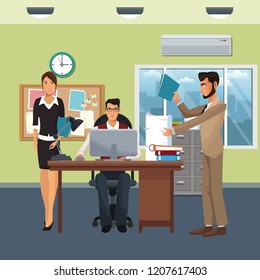 business characters in office scene