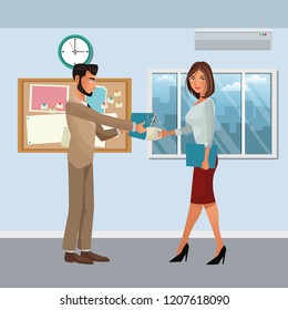 business characters in office scene
