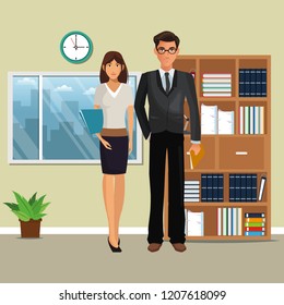 business characters in office scene