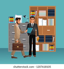 business characters in office scene