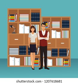 business characters in office scene