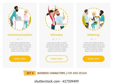 Business characters set. Banners for your web design in business style