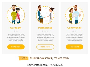 Business characters set. Banners for your web design in business style