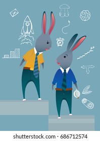 business, characters , vector illustration, rabbit, funny