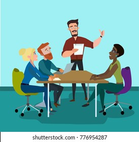 Business characters in the working environment. Vector Illustration of a flat design.