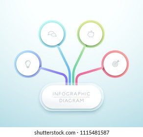 Business Chart 4 Step 3d Circle Infographic Vector