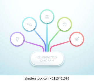 Business Chart 5 Step 3d Circle Infographic Vector