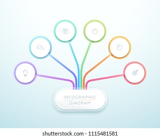 Business Chart 6 Step 3d Circle Infographic Vector