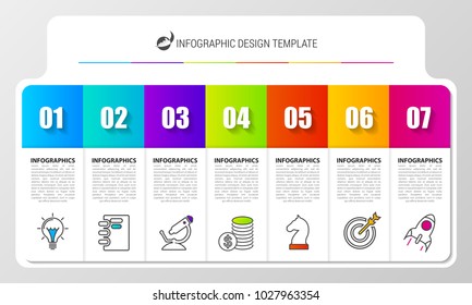 Business chart with 7 steps. Infographic design template. Vector illustration
