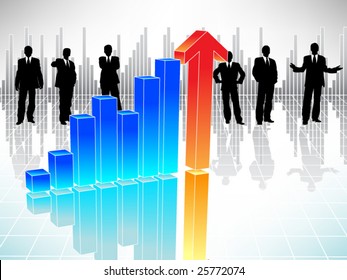 Business chart with arrow