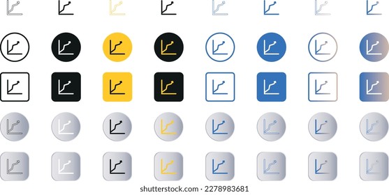 Business chart with arrow. Growing graph set. Growths chart collection. Profit growing symbol, Progress bar in 40 style.