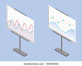 Business chart board. Set of graphs. Analysis statistic data visualization. Vector illustration