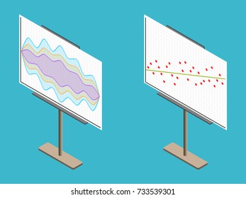 Business chart board. Set of graphs. Analysis statistic data visualization. Vector illustration
