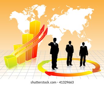Business chart with businessmen and chart