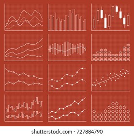 Business chart collection. Set of graphs. Analysis statistic data visualization. Vector illustration