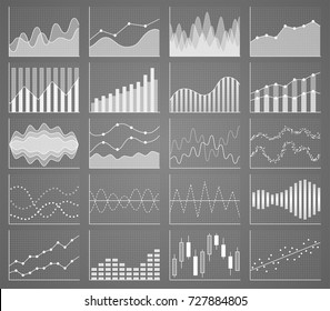 Business chart collection. Set of graphs. Analysis statistic data visualization. Vector illustration