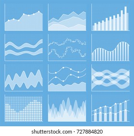 Business chart collection. Set of graphs. Analysis statistic data visualization. Vector illustration
