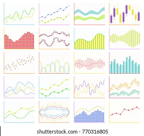 Business chart collection. Set of graphs. Analysis statistic data visualization. Vector illustration