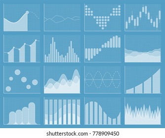 Business chart collection. Set of graphs. Analysis statistic data visualization. Infographic data presentation elements. Vector illustration