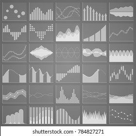 Business chart collection. Set of graphs. Analysis statistic data visualization. Infographic data presentation elements. Vector illustration