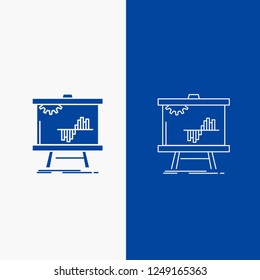 Business, chart, data, graph, stats Line and Glyph web Button in Blue color Vertical Banner for UI and UX, website or mobile application