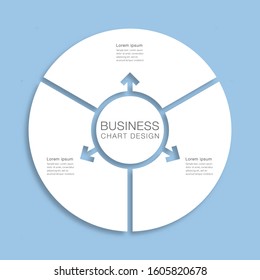 Business chart Design. Diagram divided into three processes. Presentation template.