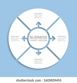 Business chart Design. Diagram divided into four processes. Presentation template.