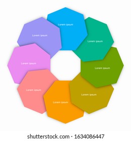 Business chart Design. Diagram divided into eight processes. Presentation template. Flow Chart.