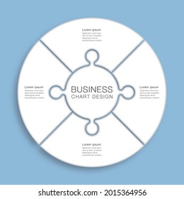 Business chart Design. Diagram divided into four processes. Presentation template.