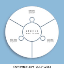 Diseño de organigrama empresarial. Diagrama dividido en tres procesos. Plantilla de presentación.