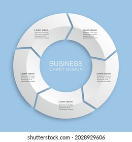 Diseño de organigrama empresarial. Diagrama dividido en cinco procesos. Plantilla de presentación.