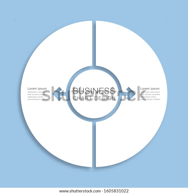 Business chart Design. Diagram divided into two\
processes. Presentation\
template.
