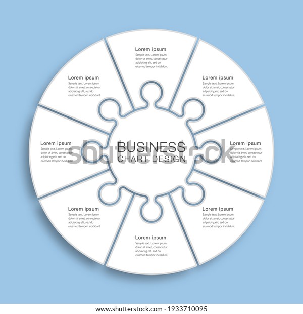 Business chart Design. Diagram divided into\
eight processes. Presentation\
template.