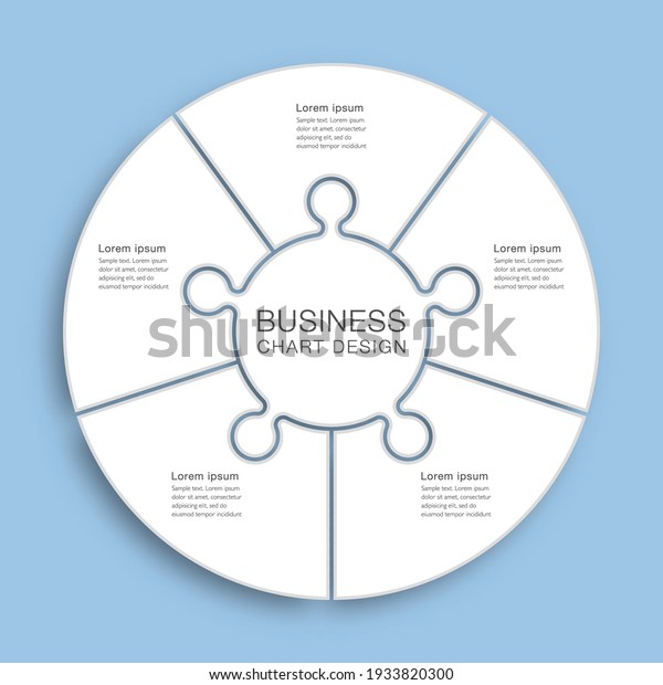 Business chart design. Diagram divided into\
five processes. Presentation\
template.